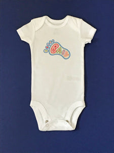 Baby Foot Embroidered on a Carter Onesie