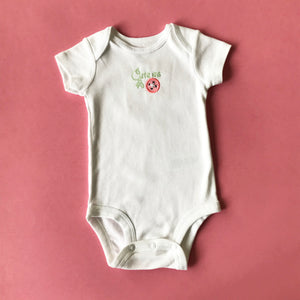 Cute as a Button Embroidered Onesie (Girl) with Matching Bib