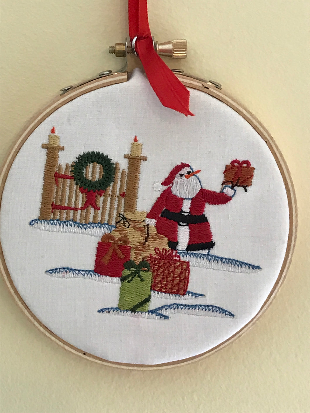 Snowman Claus Embroidered Ornament