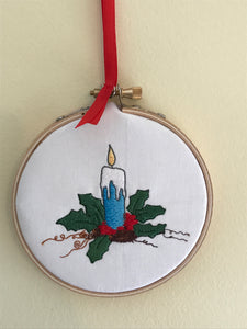 Christmas Candle Embroidered Ornament