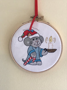 Christmas Mouse Embroidered Ornament