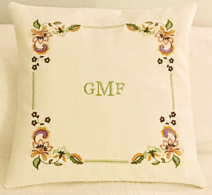 Custom Embroidered Monogram Pillow