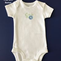 Load image into Gallery viewer, Cute as a Button Embroidered  Onesie (Boy) with Matching Bib
