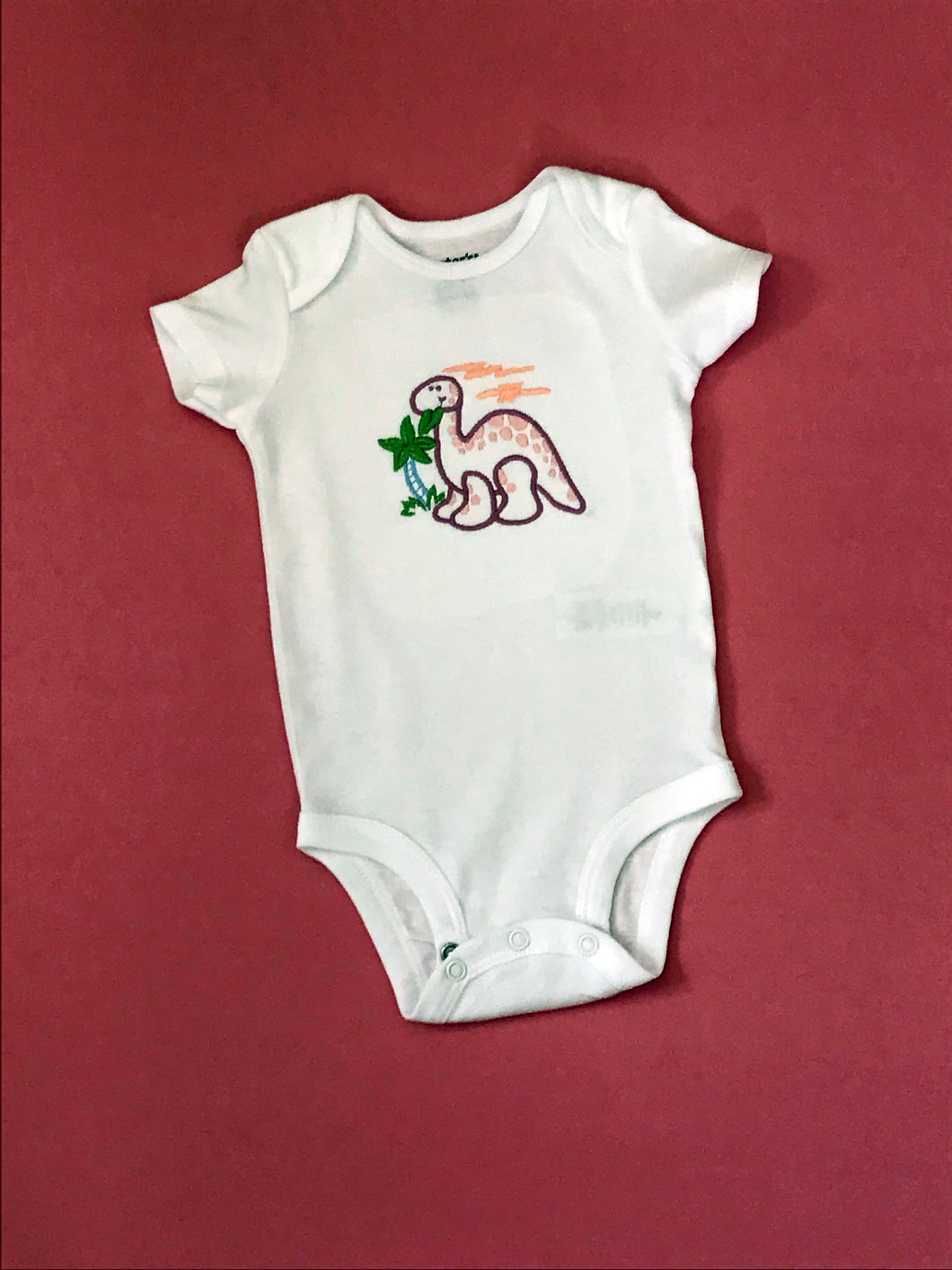 Dinosaur Embroidered on a Carter Onesie