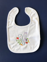 Load image into Gallery viewer, Feed Me Embroidered Terry Bib
