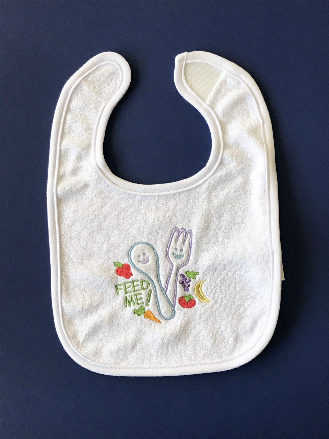 Feed Me Embroidered Terry Bib