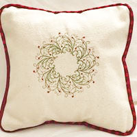 Filigree Wreath Embroidered  Pillow Cover