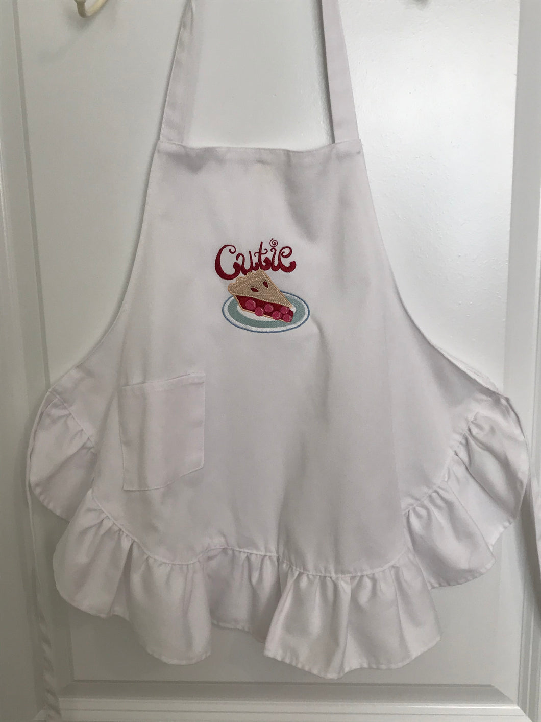 Cutie Pie Embroidered Child's Apron with Ruffle