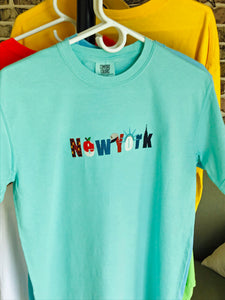 New York (with symbols) Embroidered Tee Shirt