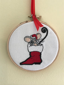 Santa's Boot Embroidered Ornament