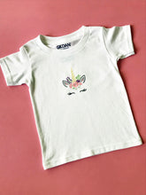 Load image into Gallery viewer, Unicorn With Flowers Embroidered Toddler Tee Shirt
